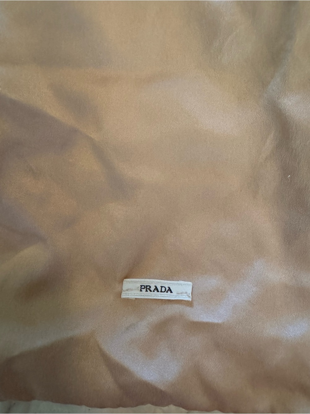 Prada Satin Interior in Beige Tan with Logo Tag bag